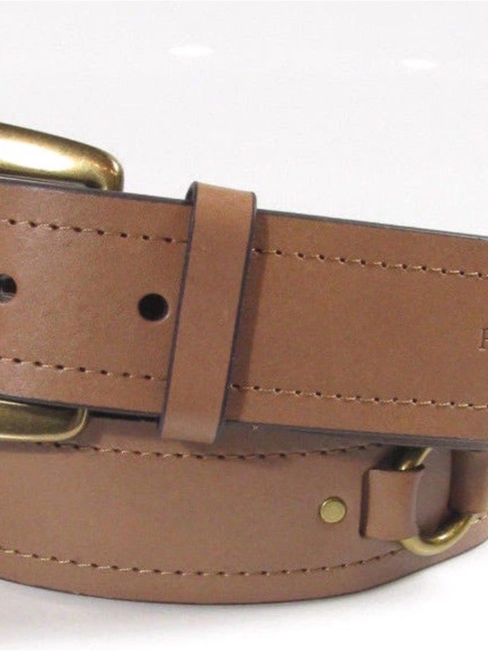 LAUREN Ralph Lauren Women's Leather Ring Belt, Size M ~ Desert Tan NEW